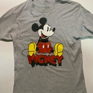 Disney Mickey Mouse Sz Medium Heather Gray Graphic Short‎ Sleeve Shirt (I)